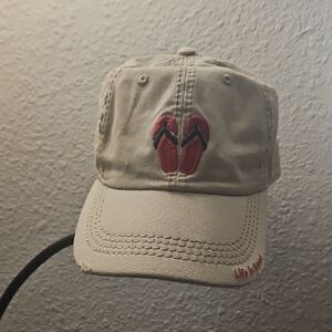 Life Is Good Beige Cap with Pink Flip Flops